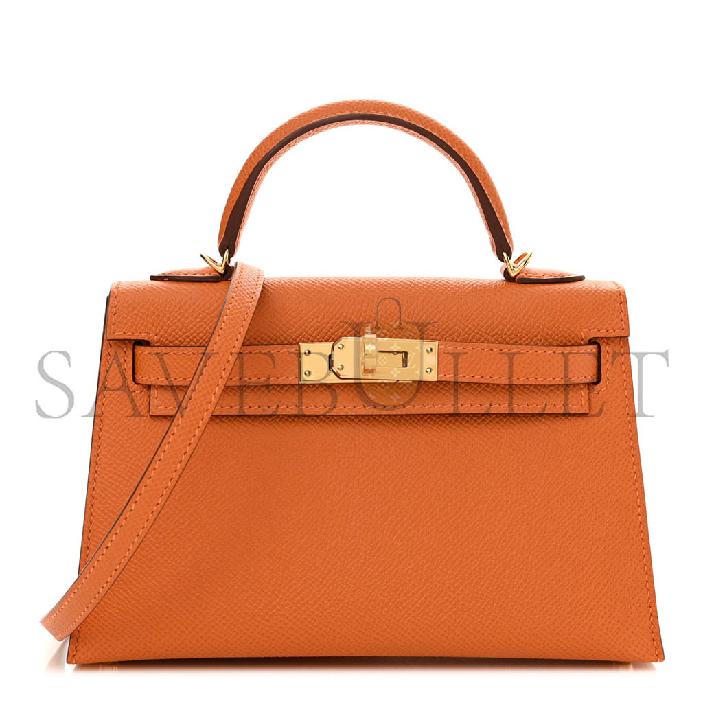 HERMÈS MASTER MINI KELLY II EPSOM LEATHER ORANGE GOLD BUCKLE (19*12*5.5cm) 